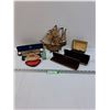 Image 1 : Spanish Sailing Ship Model, (6) Vintage Jewelry Cases & Glass Bottle