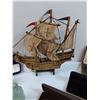 Image 2 : Spanish Sailing Ship Model, (6) Vintage Jewelry Cases & Glass Bottle