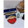 Image 3 : Spanish Sailing Ship Model, (6) Vintage Jewelry Cases & Glass Bottle