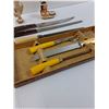 Image 2 : Vintage Knife Carving Set, Knife Sharpener, (2) Knives, Indigenous Pepper Shaker,  Misc