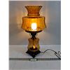 Image 1 : # Vintage Amber Glass End Table Dual Light Lamp - 21" Tall x 12"