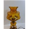 Image 2 : # Vintage Amber Glass End Table Dual Light Lamp - 21" Tall x 12"