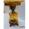 Image 4 : # Vintage Amber Glass End Table Dual Light Lamp - 21" Tall x 12"