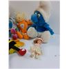 Image 2 : Stuffy Lot: Smurfs, Doll, Moose, Bee, Misc