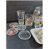 Image 2 : Metal Cookie Cutters, (2) Teddy Bear Glass Jars, Glass Coaster, (3) Handpainted Glasses