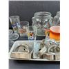 Image 3 : Metal Cookie Cutters, (2) Teddy Bear Glass Jars, Glass Coaster, (3) Handpainted Glasses