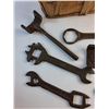Image 2 : Wooden Basket, Vintage Various Wrenches and Handles