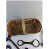 Image 7 : Wooden Basket, Vintage Various Wrenches and Handles