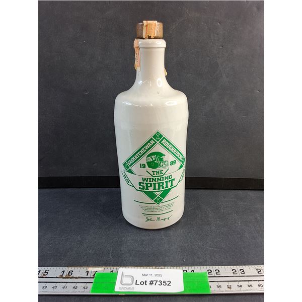 Saskatchewan Roughriders 1989 The Winning Spirit Ceramic Bottle