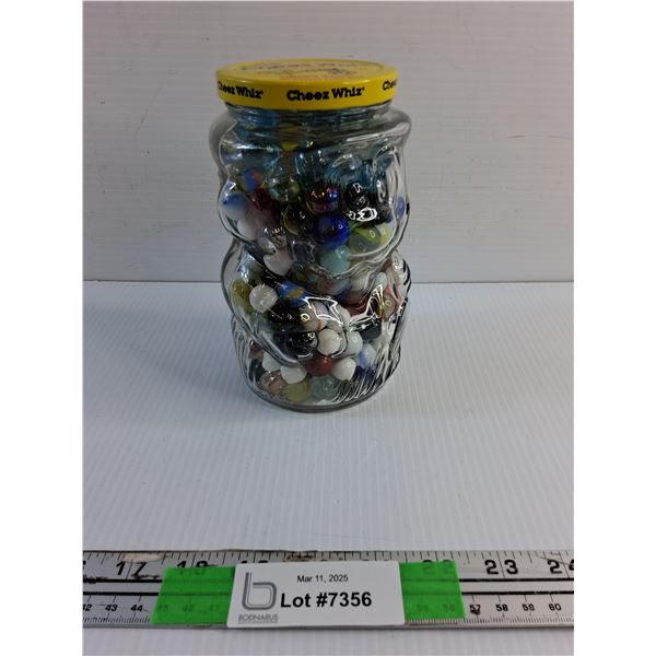 Vintage Cheez Whiz Jar and Marbles