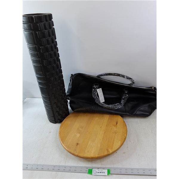 Michel German Leather Tote Bag, Workout Roller and Wooden Carousell
