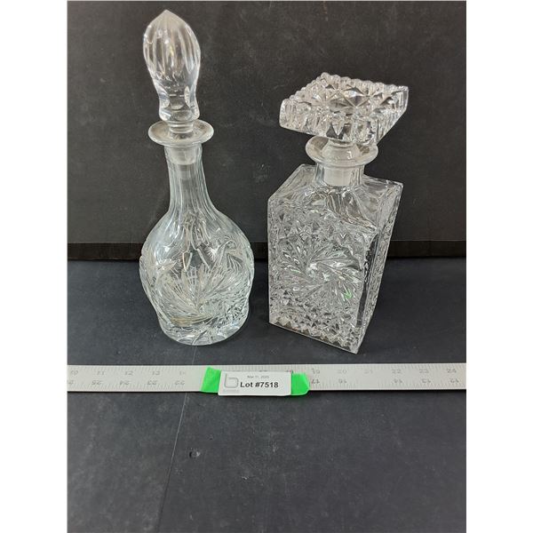 (2) Crystal Liquid Decanters