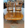 Image 1 : Wooden Table and 4 Chairs.  Table has Leaf