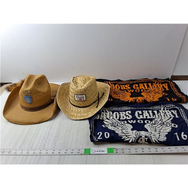 (2) Bandanas- Jacob's Gallery, (2) Straw Hats- Coors, Other