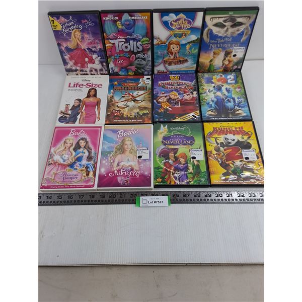 (12) Children's DVD Movies (Trolls, Barbie, KungFu Panda)