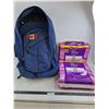 Image 1 : Large Nylon Backpack, (2) Cases of 45 Poise Feminine Pads