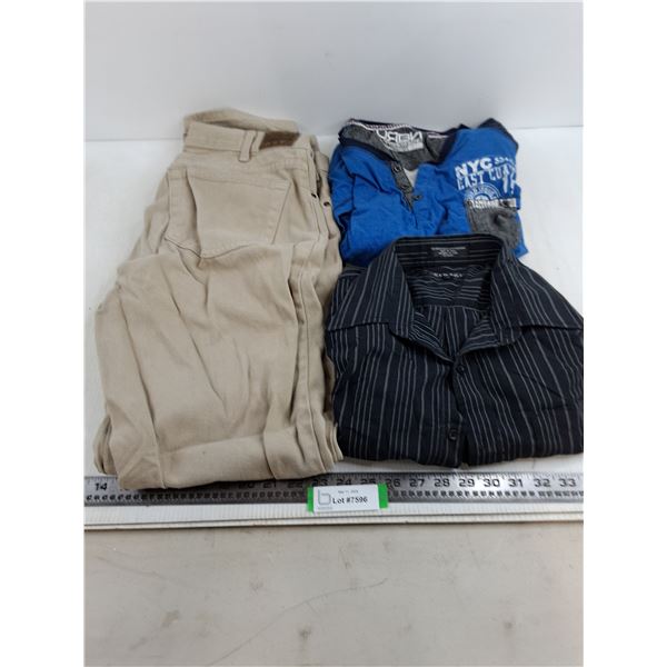 (2) Men's Shirts (George Size Large & URBN Size 3XL), Pair of Kirkland Pants Size 33/34