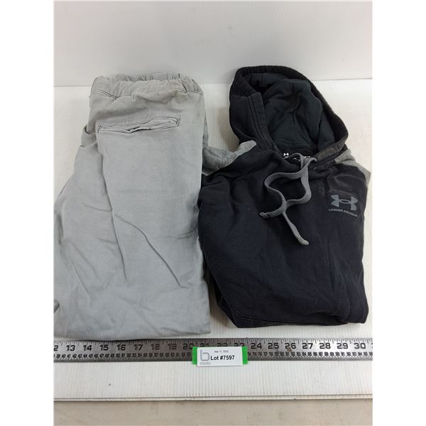 Silver Drawstring Pants Size XL Regular & Under Armour Hoodie Size Large