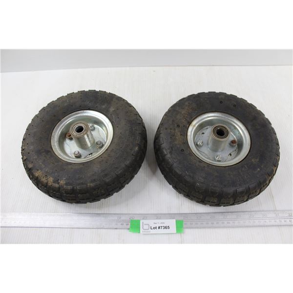 (2) Small Wheels Both, 4.10/ 3.50- 4.- Both As Is, Might Hold Air