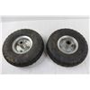 Image 2 : (2) Small Wheels Both, 4.10/ 3.50- 4.- Both As Is, Might Hold Air