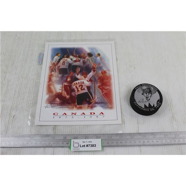 Paul Henderson Team Canada Commemorative Puck w/ Print