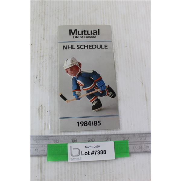 1984-85 Mutual Life Of Canada NHL Schedule