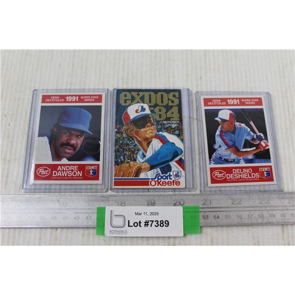 1984 Montreal Expos Schedule, (2) 1991 Expos Baseball Cards