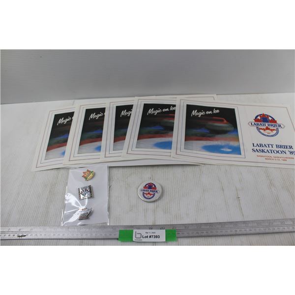 Labatt Brier Saskatoon, (6) Paper Advertisements, Pins, Misc