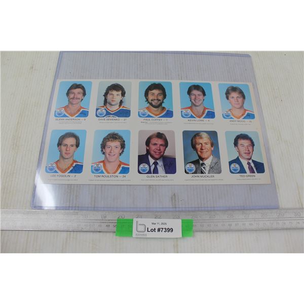 Strip Of (10) 1982-83 Edmonton Oiler Hockey Cards