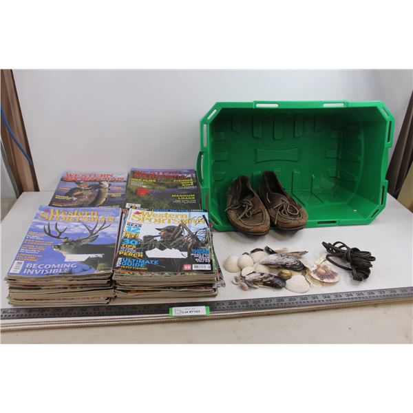 (50+) Sportsmen Magazines, Pair of Wolverine Leather Shoes Size 10 - As is, Seashells, Vintage Power