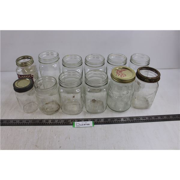 (12) Assorted Glass Jars - As is