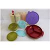 Image 3 : Plastic Food Storage Containers Lot - Mostly Vintage Tupperware, Wood Sign "Measure" Key Ring Holder