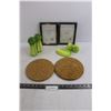 Image 1 : (2) Vintage Salt & Pepper Shaker Sets, (2) Cork Hot Plate Sets, (2) 5" x 7' Picture Frames - NIB