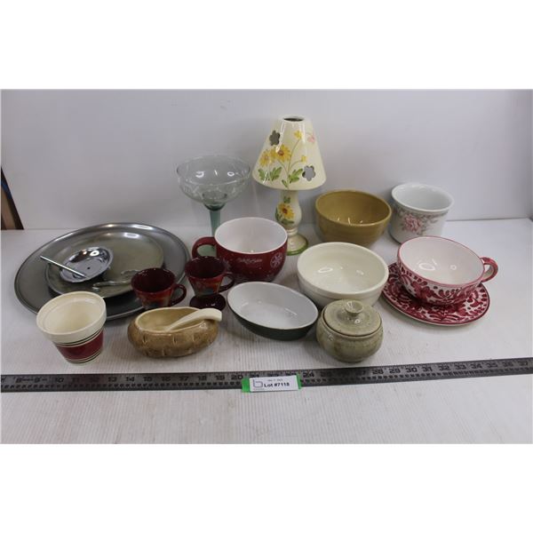 Server's Lot (2-Tier Platter, Oversized Mugs, Stoneware Sugar Bowls, Teacups, Mixing Bowls), Flower 