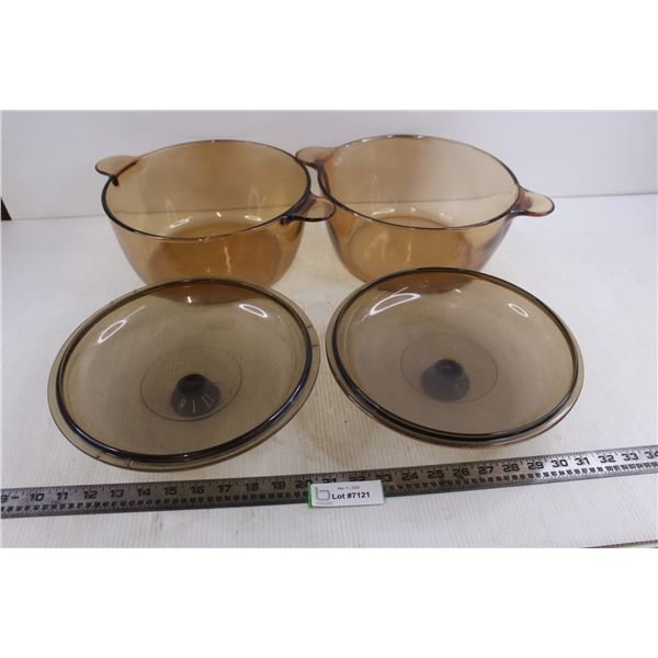 (2) Corningware Vision 4.5L Cooking Pots 10.5" Dia x 5" High