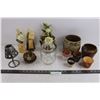 Image 1 : Assorted Candle Holders. Candles & Ceramic Flower Pots