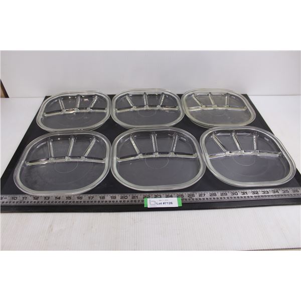 Set of 6 Glass Segmented Plates 9.25" x 9.25"