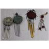 Image 3 : (4) Wind Chimes, Metal Art "Tipsy Golfer" Wine Bottle Caddy, "Harvest Blessings" Table Decor