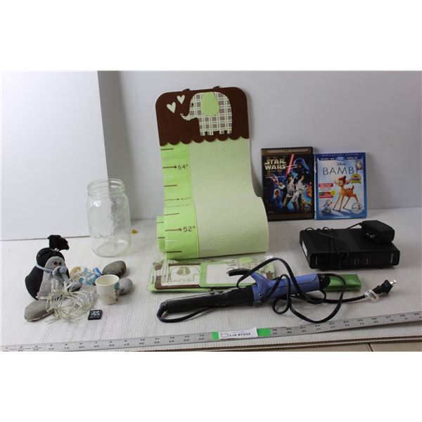 Papyrus Growth Chart, Star Wars & Bambi DVD/Blu Ray, Infiniti Straightener- Powers On, Misc.