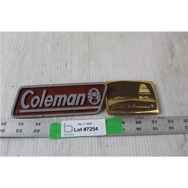 (2) Belt Buckles- Coleman & Cliff Mining