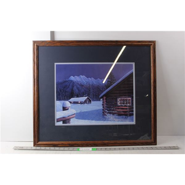 Glen Scrimshaw Cabin Painting 23.5" Tall x 27.5" Wide