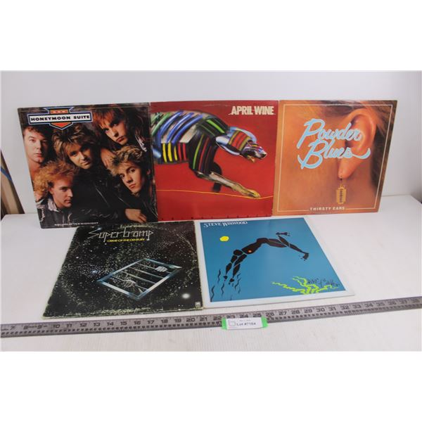 (5) Vinyl Records (Steve Winwood, April Wine, Honeymoon Suite)