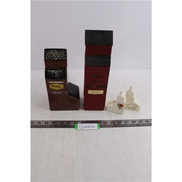 Saskatchewan Grain Elevator Whiskey Bottles - Empty, Grain Elevator Salt & Pepper Shakers
