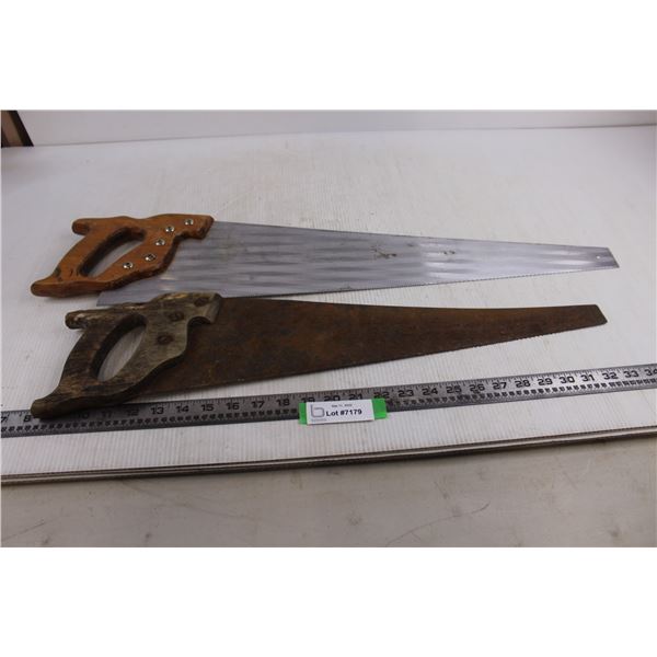 (2) Hand Wood Saws (Vintage 22" Blade & Sears Craftsman 26" Blade)