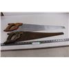 Image 1 : (2) Hand Wood Saws (Vintage 22" Blade & Sears Craftsman 26" Blade)