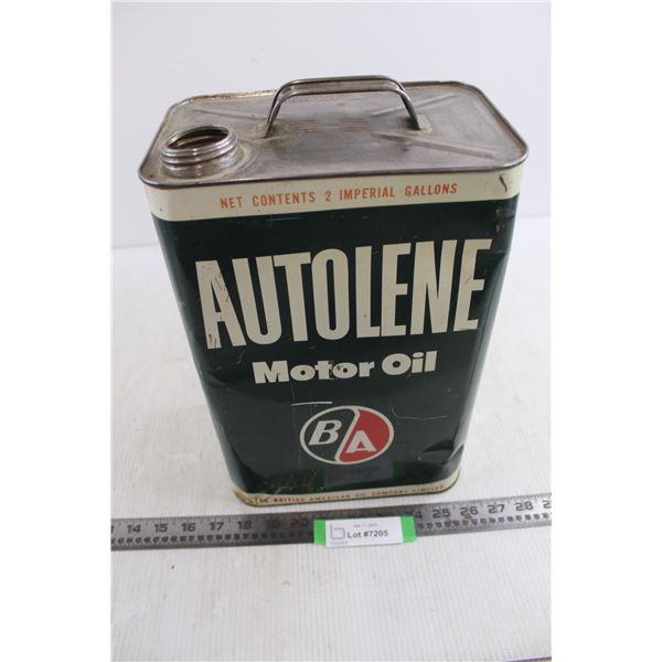 Vintage 2 Gallon Autolene Motor Oil Tin - Empty 13" x 9" x 5.5"