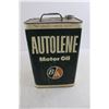 Image 2 : Vintage 2 Gallon Autolene Motor Oil Tin - Empty 13" x 9" x 5.5"