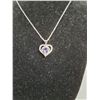 Image 2 : 925 Silver Necklace with Lavender Double Heart Shaped Pendant