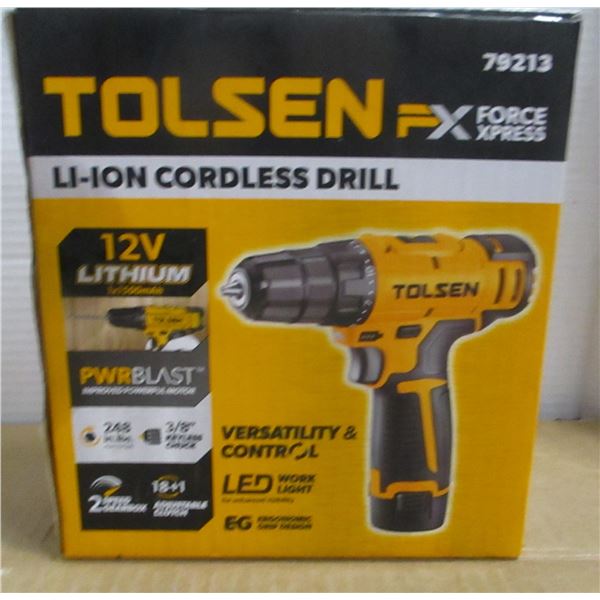 FREIGHT DAMAGE/STORE RETURN (AS IS):  TOLSEN CORDLESS DRILL (NO BATTERY)
