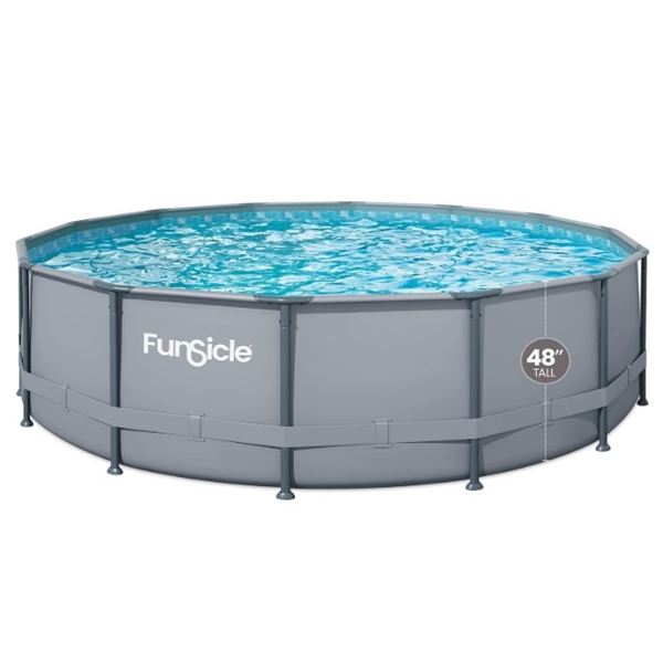 FUNSICLE 16FT X 48IN ROUND OASIS ABOVE GROUND POOL, WITH SKIMMERPLUS FILTER PUMP & LADDER RETAIL $90